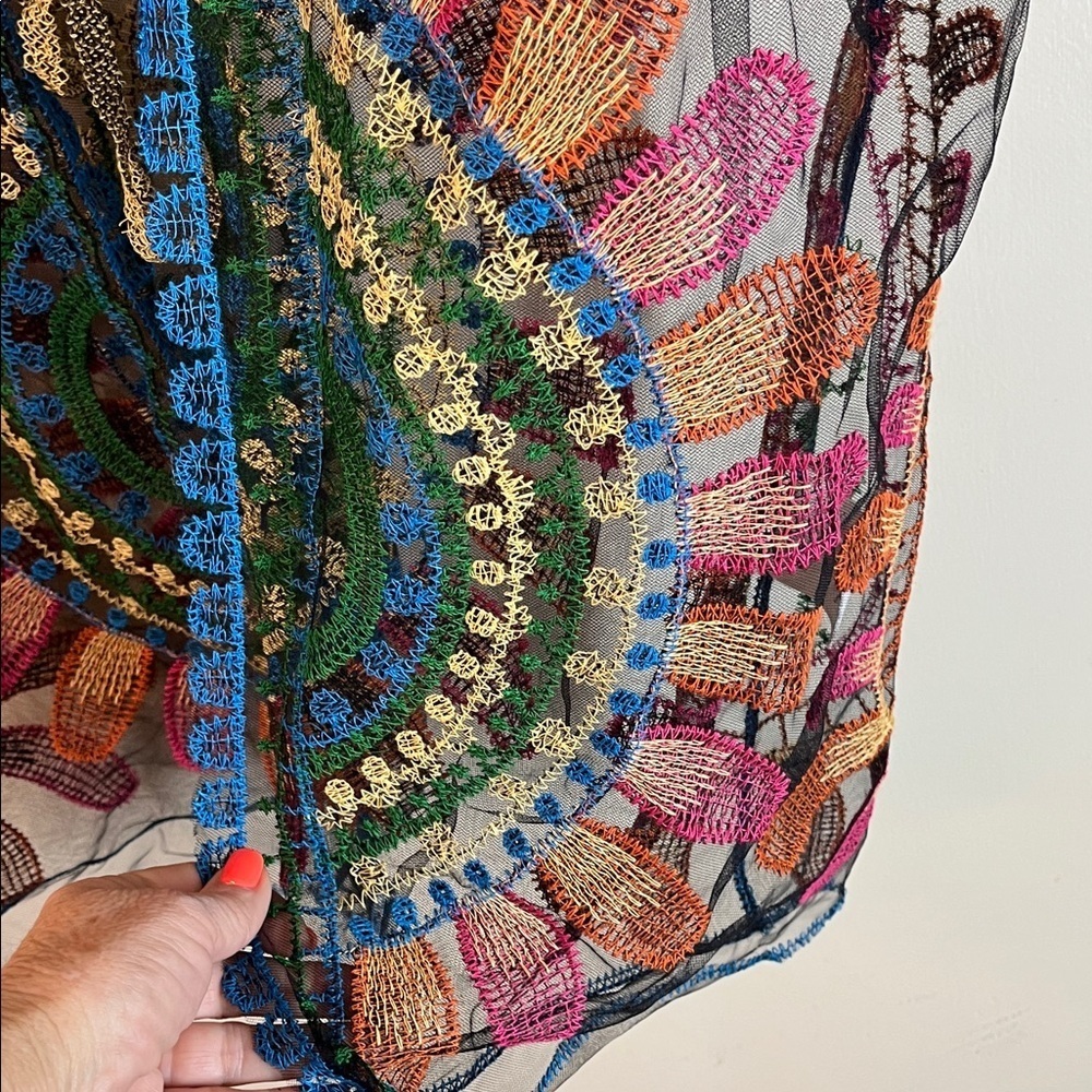 Asha NWT Colorful Sheer Embroidered Kimono OS - Picture 7 of 13